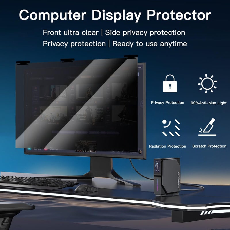 HALOViE 22 Inch Magnetic Hanging Computer Privacy Screen for 16:10 Widescreen Monitor, Removable Privacy Screen Anti Glare Blue Light Computer Screen Privacy Shield, Anti-Scratch 22 in Protector Film - Image 5